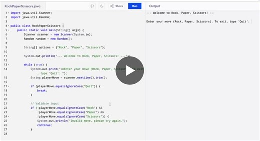 Completed a Rock Paper Scissors game using Java. This task helped me practice core programming logic and clean coding. What the code includes. • User input using Scanner. • Computer move using Random… | Sarthak Polshettiwar