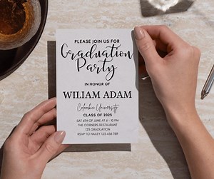 Editable Graduation Party Invitation Template - Elegant Black Script | Printable Class of 2025 Invite - Etsy UK