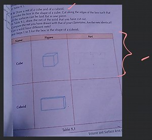 11: Draw a net of a cube and of a cuboid. conder the box in the... | Filo