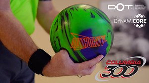 Introducing Columbia 300’s latest release, the Authority Solid. The Authority Solid features an updated ERT 2.0 Solid coverstock to provide superior traction on heavy oil conditions. The 500/1000 SiaAir micropad finish is perfect for wet/dry conditions and bowlers with higher ball speeds. The Authority core was Columbia 300’s first to feature DOT. This technology uses a traditional pin on the bottom of the core with the DOT circle engraving marking the top of the core. This allows for increased 