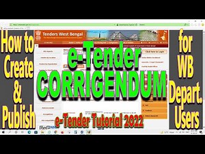 How to Create & Publish e-Tender Corrigendum for WB Departmental Users ॥ e-Tender Tutorial 2022