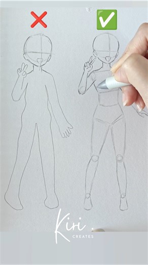 How to draw a Girl Body: Cute pose easy ✏️#drawing #tutorial #anime #howtodraw #sketching #fypシ