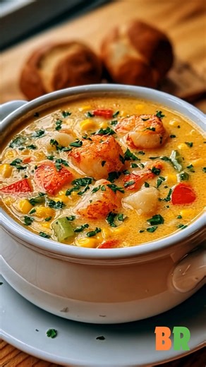 Creamy Lobster & Scallop Corn Chowder A velvety, ocean-inspired chowder brimming with sweet corn, tender lobster, and buttery scallops. Each spoonful delivers balanced richness and warmth, perfect for cozy evenings and elegant seafood dining. Ingredients: 1/2 pound lobster meat (tail or claw, chopped) 1/2 pound sea scallops, chopped into bite-size pieces 2 tablespoons butter 1 small onion, finely chopped 2 cloves garlic, minced 1 celery stalk, diced 1 cup corn kernels (fresh or frozen) 1 cup dic