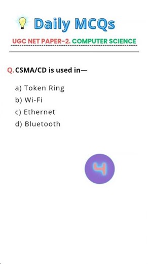 CSMA/CD is used in ethernet | Daily MCQs at @sumitkrpushkar #ugcnetcomputerscience