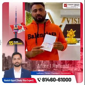 4.4K views · 86 reactions | ONE MORE CANADA OPEN WORK PERMIT IN JUST 25 DAYS ‼️ & ONE TIME REFUSED FROM CANADA 90% ਤੋਂ ਵੱਧ ਲਗਵਾਉਣ ਵਾਲੀ ਕੰਪਨੀ.| Move To Canada  In 90 Days !! Congratulations SUKHWINDER SINGH (Barnala) & Team Vision Group !! If your Visa has been refused or you want to apply for the first time, get your file assessed by Hanish Uppal. #Call_Vision_Group_Helpline 81460-61000 | Vision Group | Facebook