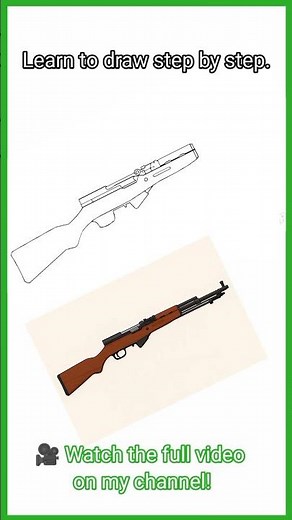 Simonov Rifle Drawing | Step by Step Line Art Tutorial