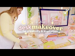Desk makeover for productive creativity ⛅️ aesthetic & cosy desk setup