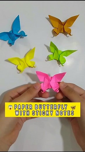 😱Paper Butterfly 🦋 With Sticky Notes|Easy Origami #shorts #paperbutterfly #papercraft #origami #easy