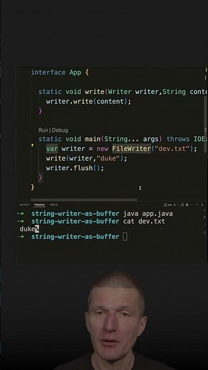 Using StringWriter as Buffer / Sink #java #shorts #coding #airhacks