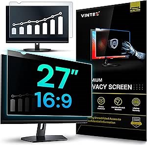 Amazon.com: VINTEZ 27 Inch 16:9 Privacy Screen for Computer Monitor and Laptop - Anti Glare Protector Film Blue Light Filter Eye Protection - Computer Screen Privacy Shield, [1 Pack] : Electronics
