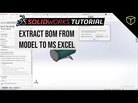 SOLIDWORKS Tutorial - Extracting BOM to MS Excel
