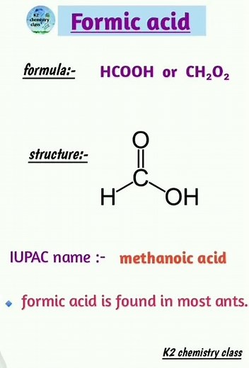 Formic acid (HCOOH)/IUPAC name/structure/formula..