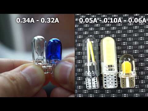W5W car bulb power consumption comparison (Incandescent & LED)