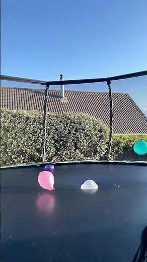 3 Bouncing Balloons In Slow Motion | Satisfying Tampoline Water Balloon Bounce