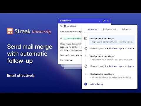 Send mail merge with automatic follow-up