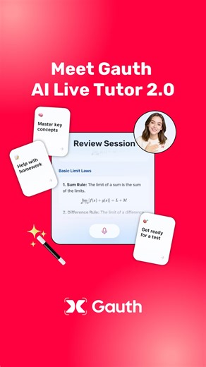 Gauth on Instagram: "Gauth AI Live Tutor 2.0, Emma is here — your 1:1 personal expert that helps you learn anytime, anywhere. AI Live Tutor can now: • Explain concepts in more detail • Generate review sessions • Create practice material Find Emma under the "Tutor" tab in app and start using voice or text conversation for studying today! Access via 🔗 in bio."