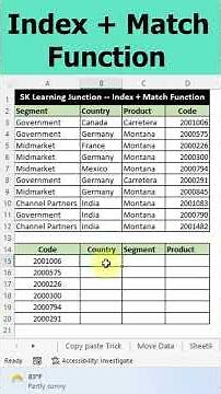 How to use Index & Match Function in Excel #shorts