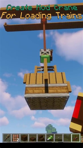 Minecraft Create Mod Crane for Loading a Train #minecraft #CreateMod