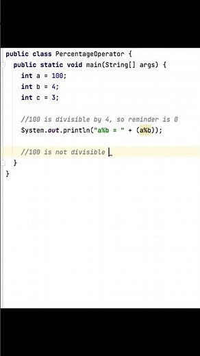 Modulus operator returns reminder in java