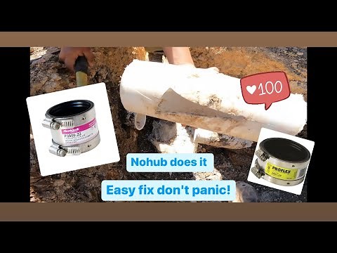 How to install no-hub coupling to fix broken PVC pipe.