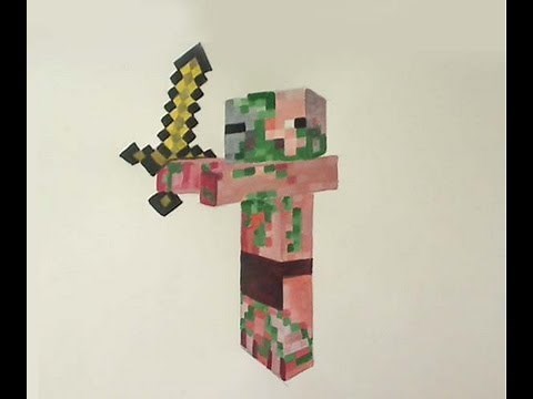 How to Draw/Paint Zombie Pigman - Minecraft