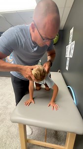 This is a reflex test... It's called the Asymmetrical Tonic Neck Reflex (ATNR). This reflex should normally integrate (go away) by around 6 months of age. If it's still present later, it can affect posture, hand-eye coordination, and even reading and writing skills. You can check this on your child by having them in a "puppy push-up" position, gently turning their head side to side, and watching to see if their arms straighten or bend in response. For more reflex testing examples, DM us the word