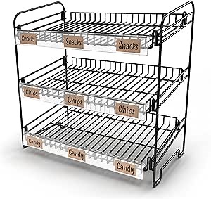 Black 3 Tier Candy Display Rack – Chip Display for Snack Vendors, Food Trucks, Concession Stands & Retail Storefronts