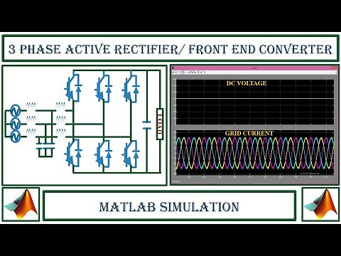 3 Phase active rectifier (Front end converter) MATLAB Simulation.