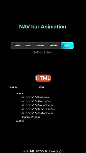 Create a Smooth Nav Bar Animation Using HTML & CSS #html #css #navbar #animation #webdevelopment