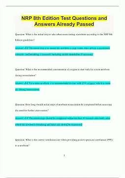 NRP 8th Edition Test Questions and Answers Already Passed3079
