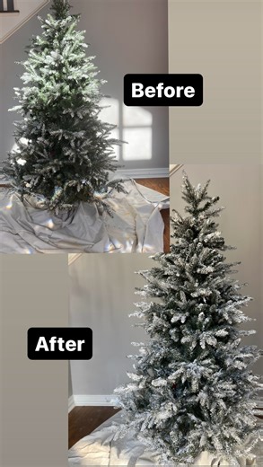 Tree lost its flock? Do this! 👇 So many people love the look of a flocked Christmas tree and I am one of them! Man, they are really gorgeous, especially when the flock is fresh. Well, if you have a flocked tree, Im sure you’ve noticed how much flock falls off every year when you are setting your tree up, decorating, then taking it down, etc. After a few years, you might be thinking, it’s looking more green than flocked. That’s when you give that old flock job a little refresh. It’s not hard to 