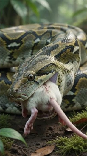 Python Swallows a Rat in Seconds! 😱🐍 | Nature's Deadly Hunter #shorts