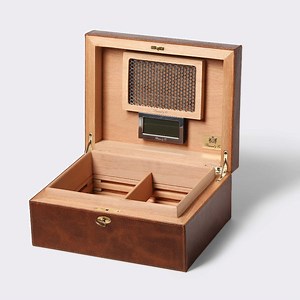 Custom Cigar Humidor in Antique Saddle Leather - 30/40 Count
