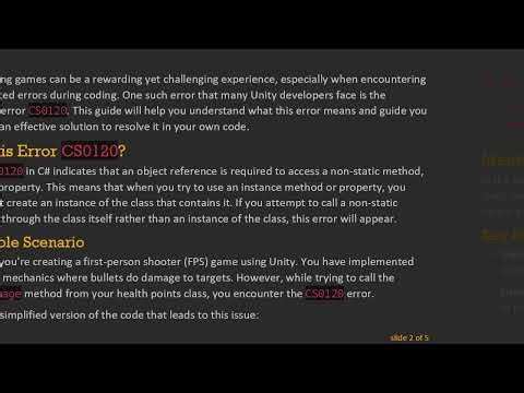 Understanding Error CS0120 in Unity: Common Pitfalls and Solutions