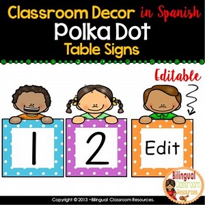 Table Signs l Editable Table Signs in Spanish l Polka Dot