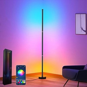 Corner Floor Lamp, Smart RGB LED Corner Lamp with Spotlight, 10 Million Colors Changing LED Floor Lamp with App Control, Music Sync Timer Mood Lighting for Living Room, Christmas Decoration