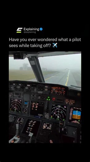 Explaining on Instagram: "During takeoff, a pilot sees a fast-changing, highly structured sequence of visuals. As the engines roar, the runway lines rush toward the cockpit, airspeed indicators climb, and the nose begins to lift. ✈️🔥 Through the windshield, the horizon drops slightly as the aircraft rotates, runway lights streak past, and the ground quickly falls away. Once airborne, the pilot transitions from ground references to sky references — scanning instruments, watching for altitude cha