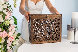 Personalized Wedding Card Box With Lock: Wooden Keepsake Box - Etsy