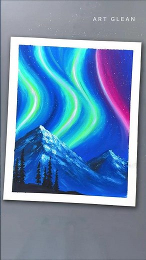 Easy Aurora Painting with Oil Pastel #shortsfeed #shorts