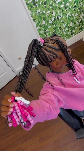 Kiddie Heart Braided Ponytail Hairstyles for Little Black Girls