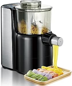 Electric Pasta Maker, Automatic Noodle Making Machine with 9 Different Noodle Shapes, Easy to Use and Clean Spaghetti Making Machine