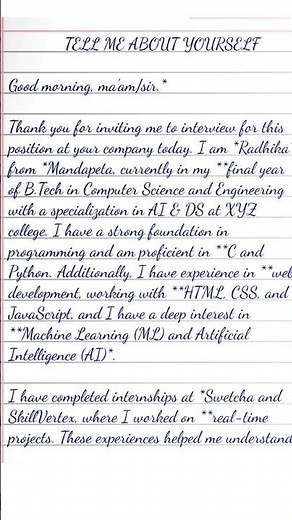 🔥 Best Self-Introduction for Interviews | Tell Me About Yourself | Perfect Example! 💼✨