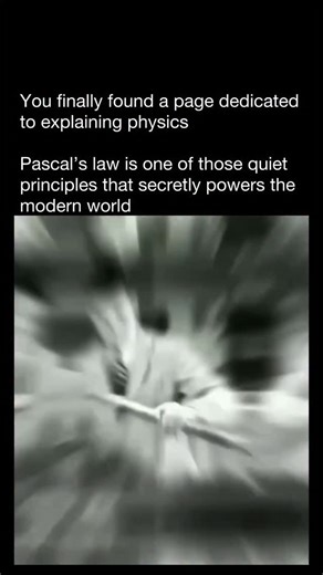 Physics Uncovered on Instagram: "Pascal’s law is one of those quiet principles that secretly powers the modern world. When you apply pressure to a fluid inside a closed system, that pressure spreads equally in every direction — no loss, no shortcuts, just perfect transmission. 💧⚙️ Hydraulic systems take advantage of this by using a small piston to create a big effect. Push lightly on a small area, and that pressure multiplies into a massive force on a larger piston. It’s the reason car brakes s