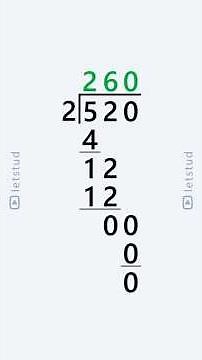 Long Division: 520 divided by 2 | Step-by-Step Math Lesson for Kids & Beginners