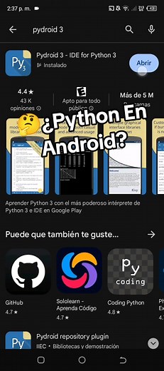 Aprende Python en tu móvil con Pydroid