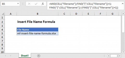 Insert File Name - Excel Formula