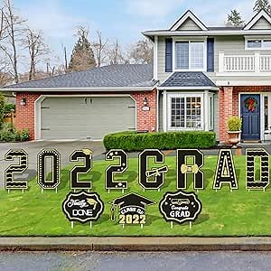 Class Of 2022 Yard Decorations, 11 Pieces Graduation Yard Signs With Stake, 2022 Graduation Party Decorations, Congrats Grad Yard Sign for Outdoor Lawn Decorations, Grad Garden Sign Decorations