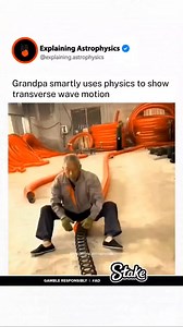 Transverse wave motion happens when particles move perpendicular to the wave's direction. Think of shaking a rope up and down. In Grandpa's case, moving the spring side to side (like a transverse wave) helps it slide smoothly through the pipe, reducing friction. A smart and simple use of physics. . Credit: unknown All rights and credits reserved to the respective owners. Dm for Removal . I promise you won't regret following us @explaining.astrophysics ❤ #wave #physics #knowledge #science #usa #u