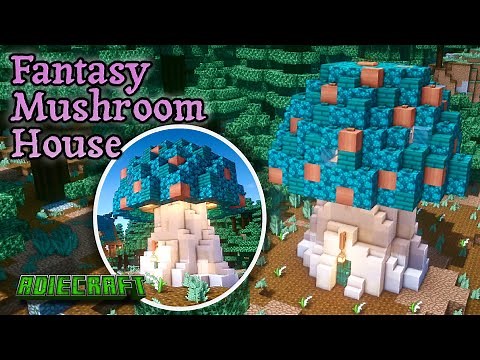 Fantasy Mushroom House TUTORIAL - How to build a Minecraft Mushroom House - Nether Mushroom Base