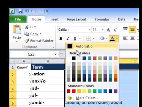 Microsoft Excel: Digital Flash Cards